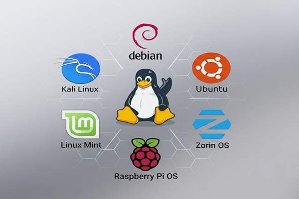 AI generated image: Linux logos