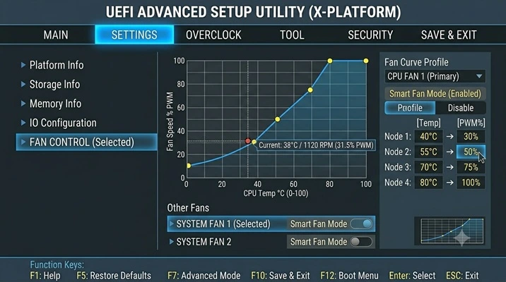 AI generated image: UEFI Fan curve screen