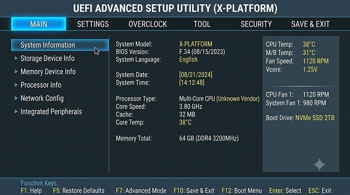 AI generated image: UEFI Main Screen