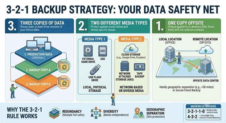 AI Generated Infographic: 3-2-1 Backup Strategy